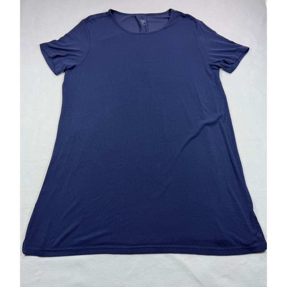 Cozy Earth Bamboo Ribbed Short Sleeve Sleep Dress Navy Blue XL CEW0041
